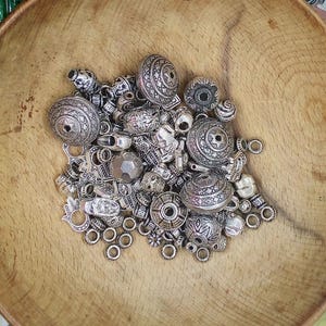Silver bead mix, Single color mixed bead soup for jewelry making, 4 oz bead lot by color, Loose beads for jewelry making, Bead destash