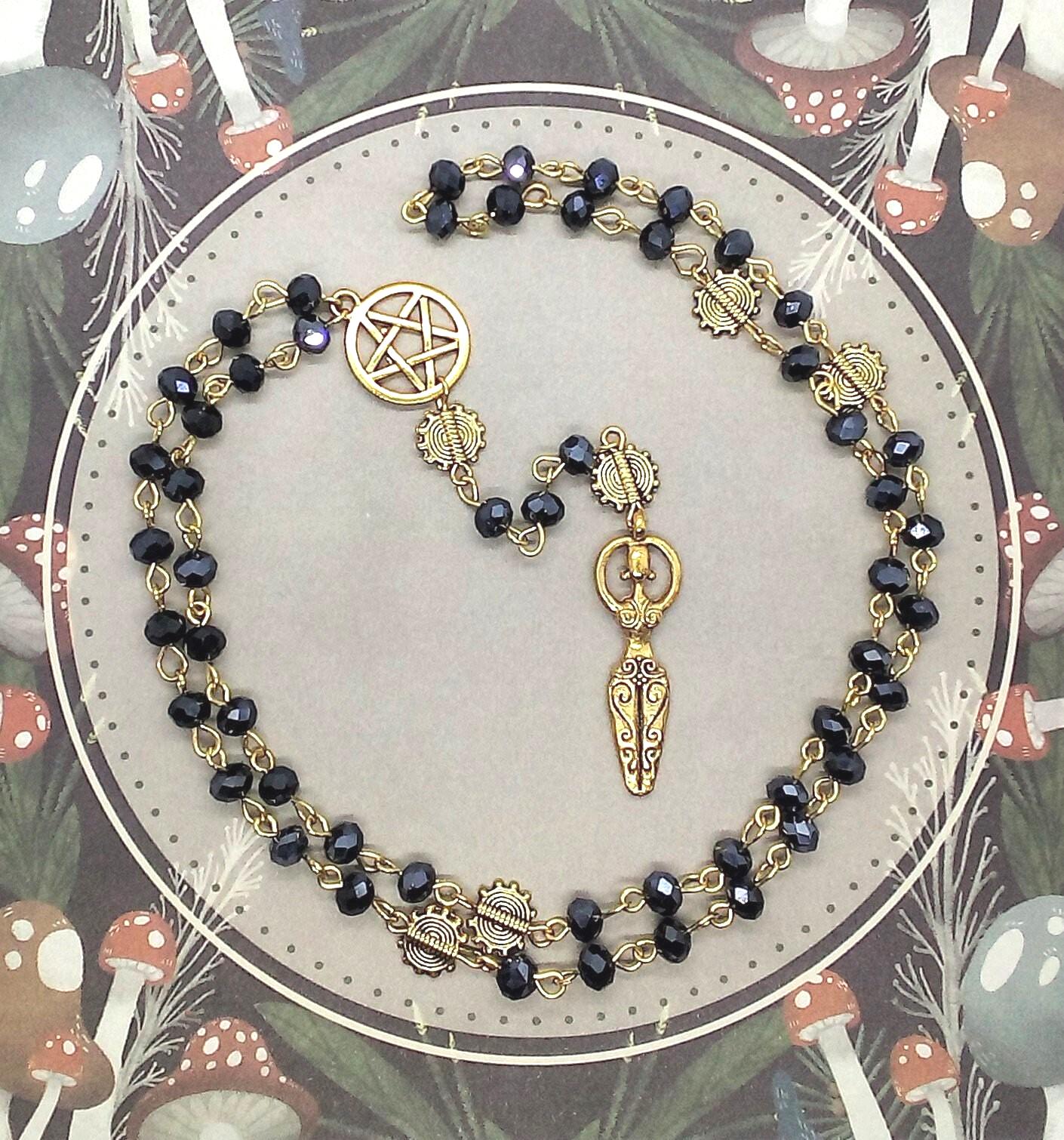 Goddess rosary, Pentacle rosary, Pagan prayer beads, Wiccan rosary, Pagan gifts for women, Witch rosary, Meditation gifts, Witchy gifts for