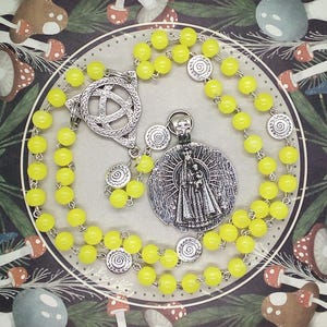 Mithra Sun God Prayer Beads: Yellow Jade Pagan Rosary
