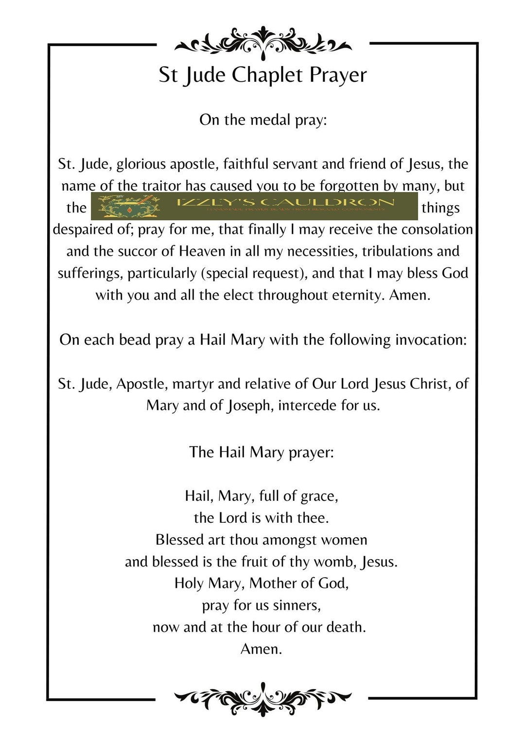 Saint Jude Chaplet Prayer Guide, St Jude Pray for Us Printable Prayer ...
