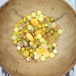 Yellow bead mix, Single color mixed bead soup for jewelry making, 4 oz bead lot by color, Loose beads for jewelry making, Bead destash