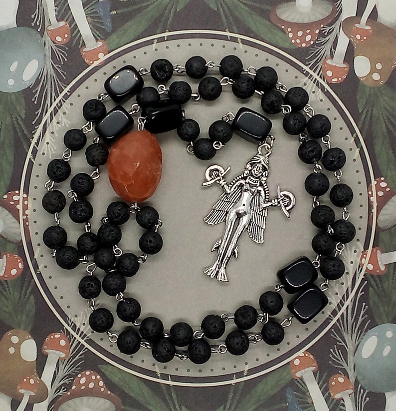 Lilith rosary, Dark goddess prayer beads, Witchs rosary, Left Hand Path, Occult rosary, Witch gifts for her, Nontraditional, Divine Feminine image 1