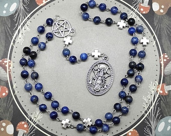 Hekate's Crossroad triple goddess rosary, Witchy rosary without a cross, Pentacle pagan prayer beads, Divine Feminine meditation beads