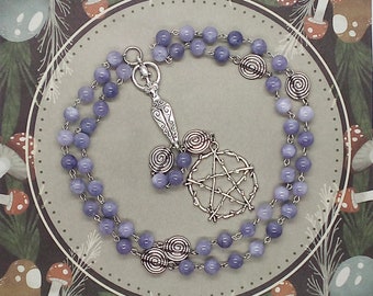Pentacle rosary, Stone prayer beads, Goddess rosary, Pagan prayer beads, Pagan gifts for women, Wiccan rosary, New Age gift, Nontraditional