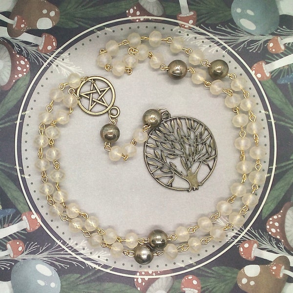 Tree of Life rosary necklace, Pentacle pagan prayer beads, Wearable rosary without a cross, Witch rosary, Pagan gifts for women, Wiccan gift