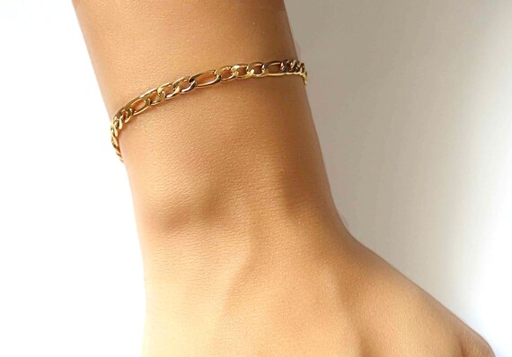 Figaro Chain Bracelet / 14k Solid Gold Figaro Chain Bracelet / 3MM & 5MM Gold  Chain Bracelet / Womens Chain by Ferkos Fine Jewelry - Etsy
