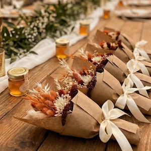 Boho Rust Terrakotta Bouquet, Mini Trockenblumenstrauß, Gastgeschenk, Trockenblumenstrauß, Hochzeitsgeschenke für Gäste, Mini Blumensträuße