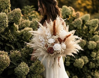 Boho Rust Terracotta Wedding Bouquet, Rustic Bridesmaid bouquet, Boho Terracotta Bridal Bouquet, Fall wedding bouquet, Dried flower bouquet