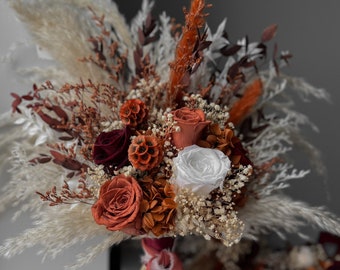 Boho Rust Terracotta Wedding Bouquet, Burgundy Marsala Bridesmaid bouquet, Boho Terracotta Burgundy Bridal Bouquet, Fall wedding bouquet