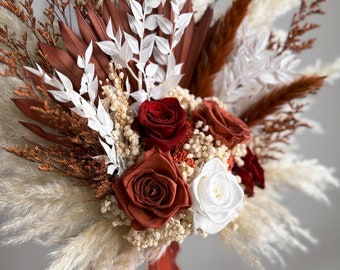 Boho Rust Terracotta Wedding Bouquet, Terracotta Bridesmaid bouquet, Boho Terracotta Bridal Bouquet, Fall wedding bridal bouquet
