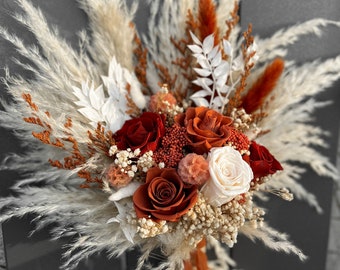 Boho Rust Terracotta Wedding Bouquet, Terracotta Bridesmaid bouquet, Boho Terracotta Bridal Bouquet, Fall wedding bridal bouquet