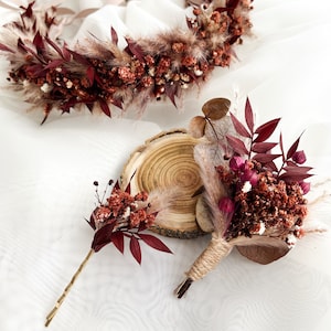 Burgundy bobby pins, Fall flower hair pins, Floral hair pin,Rustic wedding clip, Woodland wedding, Bridesmaid flower headpiece
