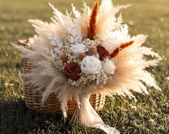 Boho Rust Terracotta Wedding Bouquet, Rustic Bridesmaid bouquet, Boho Terracotta Bridal Bouquet, Fall wedding bouquet, Dried flower bouquet