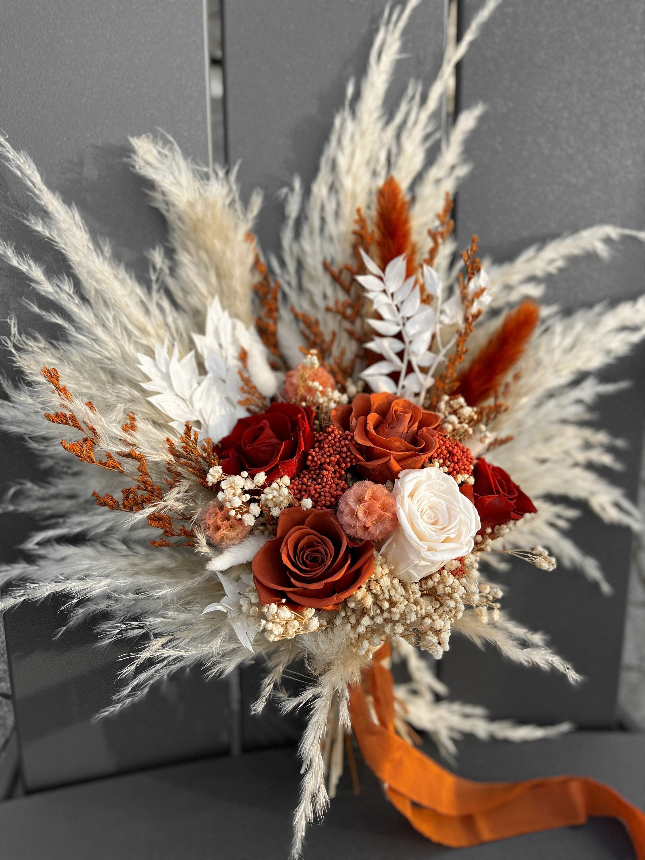 Boho Rust Terracotta Wedding Bouquet, Terracotta Bridesmaid bouquet, Boho Terracotta Bridal Bouquet, Fall wedding bridal bouquet