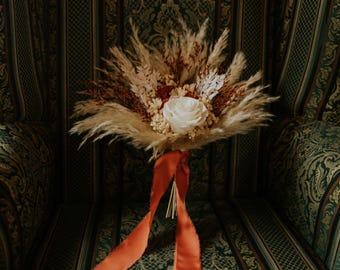 Boho Rust Terracotta Wedding Bouquet, Terracotta Bridesmaid bouquet, Boho Terracotta Bridal Bouquet, Fall wedding bridal bouquet