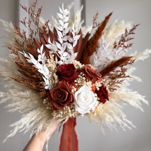 Boho Rust Terracotta Wedding Bouquet, Terracotta Bridesmaid Bouquet ...