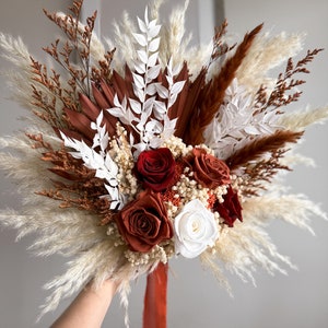 Boho Rust Terracotta Wedding Bouquet, Terracotta Bridesmaid Bouquet ...