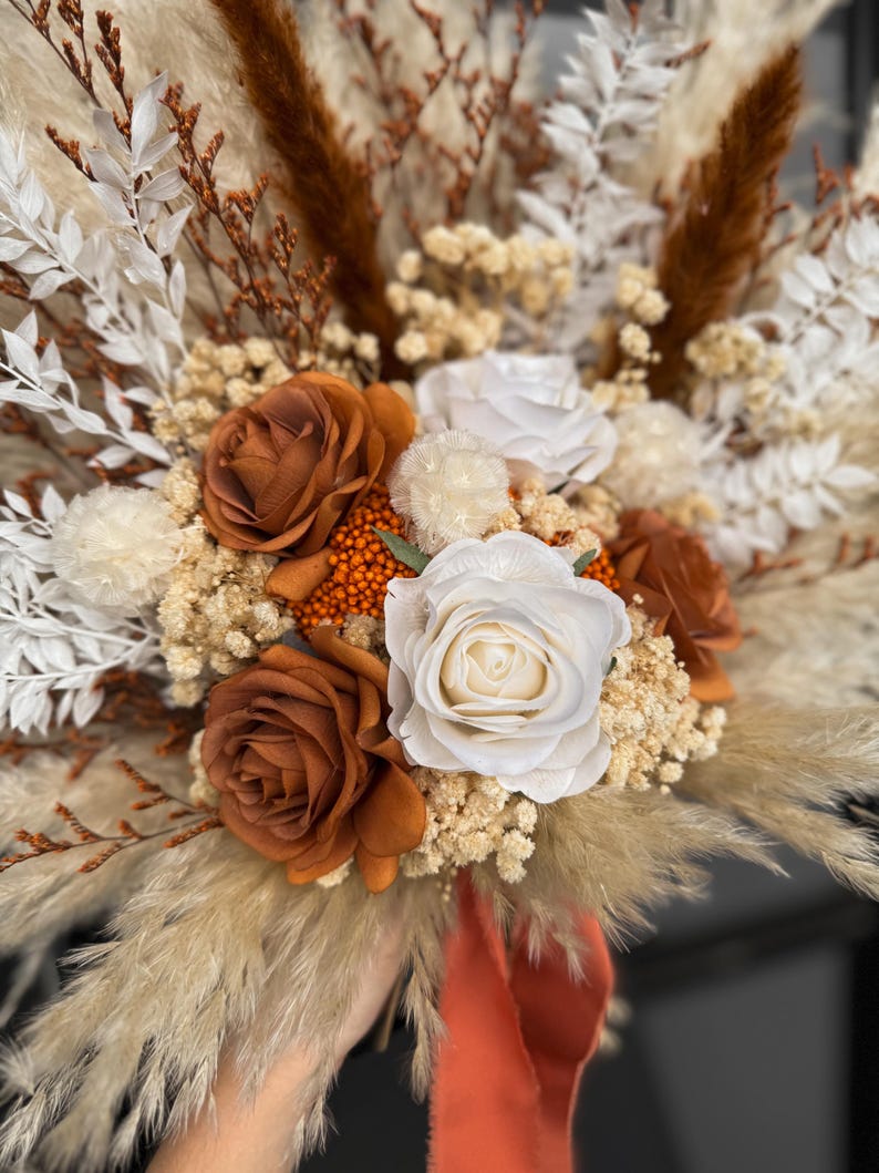 Rust Colored Roses Florist Boho Rust Terracotta Wedding Bouquet, Terracotta Bridesmaid Bouquet ...