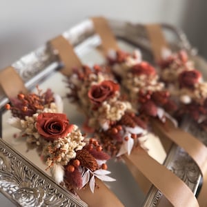 Boho Rust Terracotta Rose Boutonniere,burnt Orange Boutonnieres, Fall ...