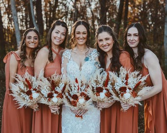 Boho Rust Terracotta Wedding Bouquet, Terracotta Bridesmaid bouquet, Boho Terracotta Bridal Bouquet, Fall wedding bridal bouquet