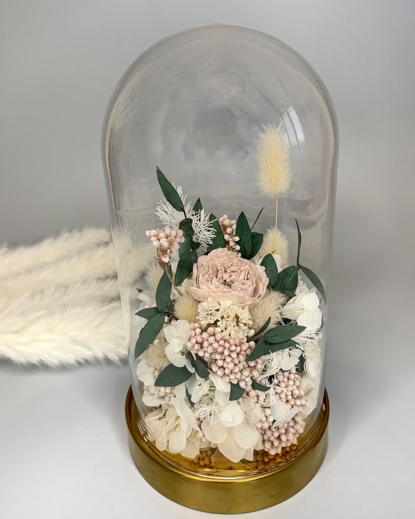 Dried flower cloche with preserved flowers floral cloche Etsy