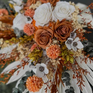 Rust Colored Roses Florist Boho Rust Terracotta Wedding Bouquet, Green Terracotta Bridesmaid ...