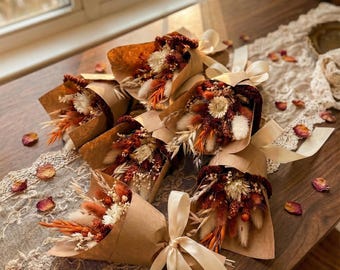 Boho Rust Terracotta Bouquet, Mini Dried Flower Bouquet, Guest wedding gift, Dried flower bouquet, Wedding favors for guests, Mini bouquets