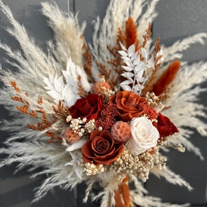 Boho Rust Terracotta Wedding Bouquet, Terracotta Bridesmaid Bouquet ...