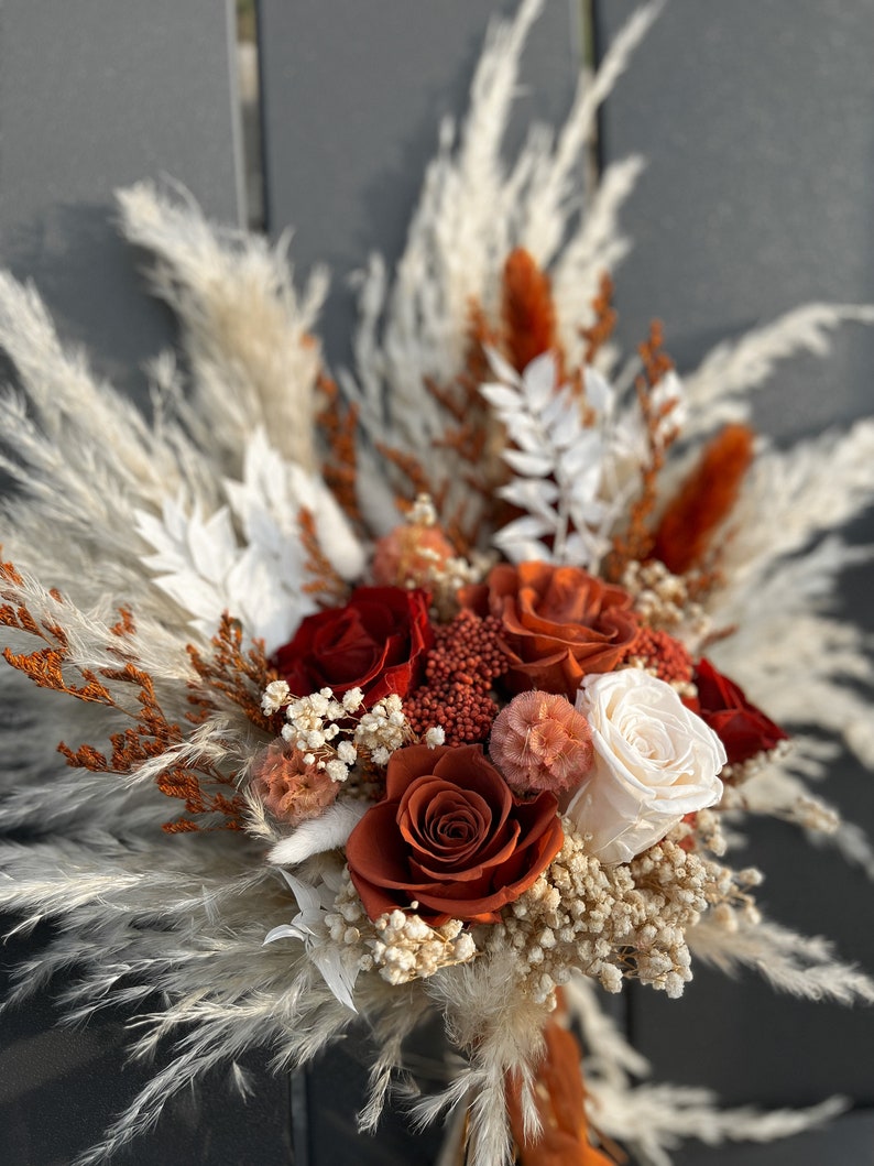 Rust Colored Roses Florist Boho Rust Terracotta Wedding Bouquet, Terracotta Bridesmaid Bouquet ...
