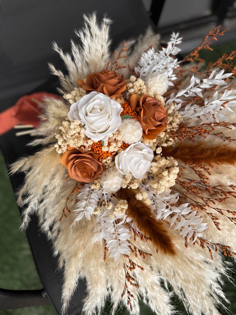 Rust Colored Roses Florist Boho Rust Terracotta Wedding Bouquet, Terracotta Bridesmaid Bouquet ...