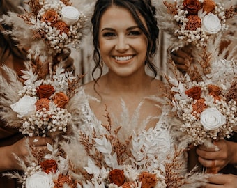 Boho Rust Terracotta Wedding Bouquet, Dried flowers bridal bouquet, Terracotta Bridal Bouquet, Fall wedding bouquet, Bridesmaid bouquet