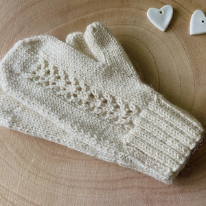 Mittens Knitting Pattern - Women Leaf Lace Gloves  - Instant Digital Download