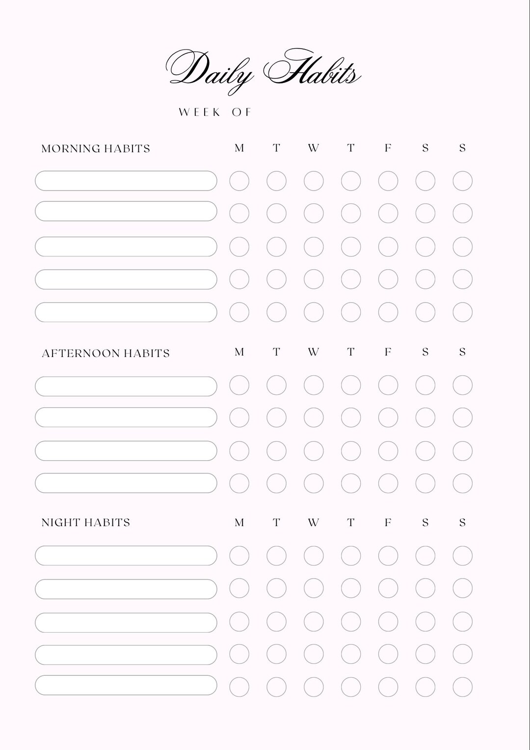 Girly Digital Daily Habits Tracker - Printable - Etsy