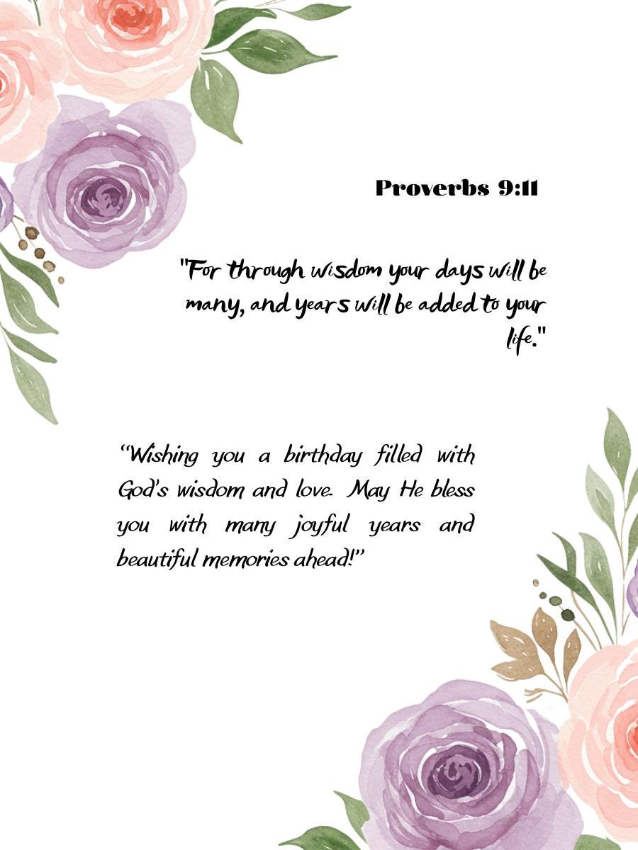 Floral Christian Birthday Card with Bible Verse (PDF, PNG)