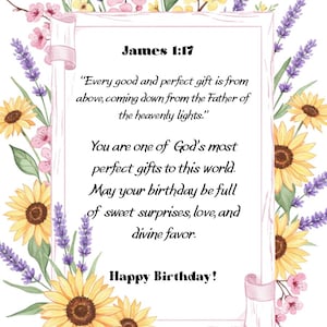 Christian Birthday Card with bible verse | Scripture Gift for Her birthday | Christian Greeting bday Card | James 1:17