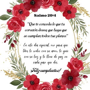 Tarjeta Bíblica de Cumprimento (em espanhol) | tarjeta floral de bons desejos de cumpleaños para ela | tarjeta descarregável