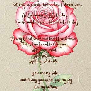 May include: A watercolor illustration of a pink and red rose with green leaves and stems. Text in cursive script reads "I love you intentionally" and "Happy Valentine's Day, with a love rooted in God!"