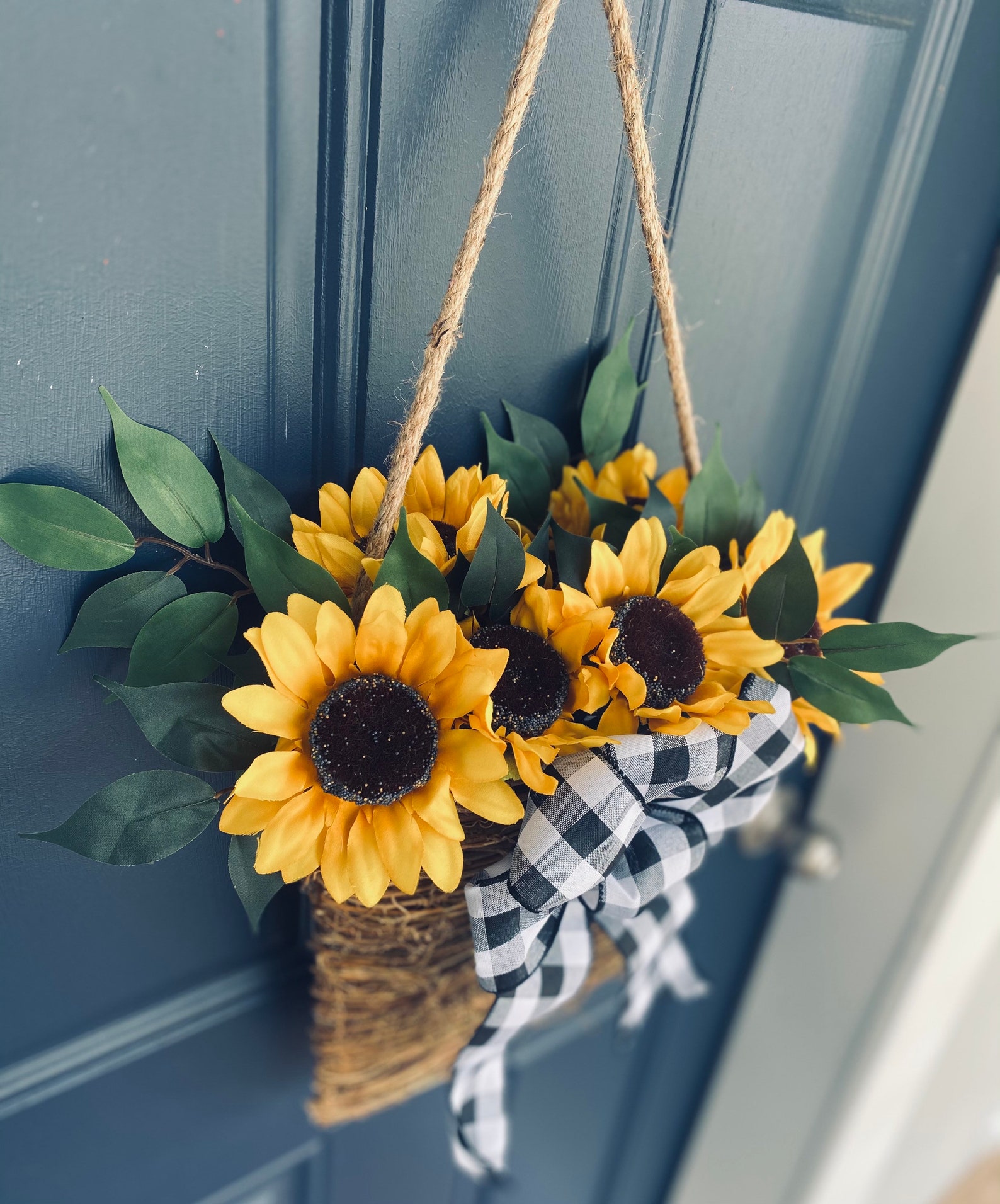 Sunflower basket hanging basket hanging door decor door Etsy