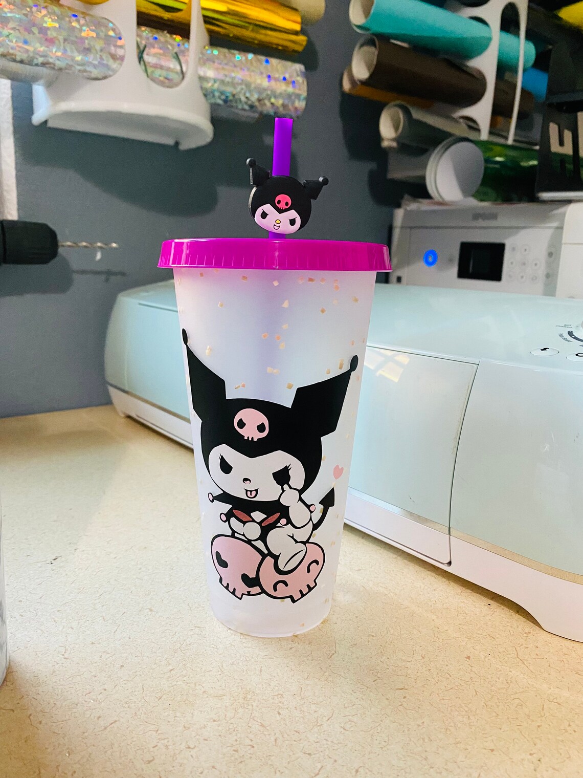 Kuromi Sanrio Custom Confetti Tumblers Cups Stainless Steel Etsy
