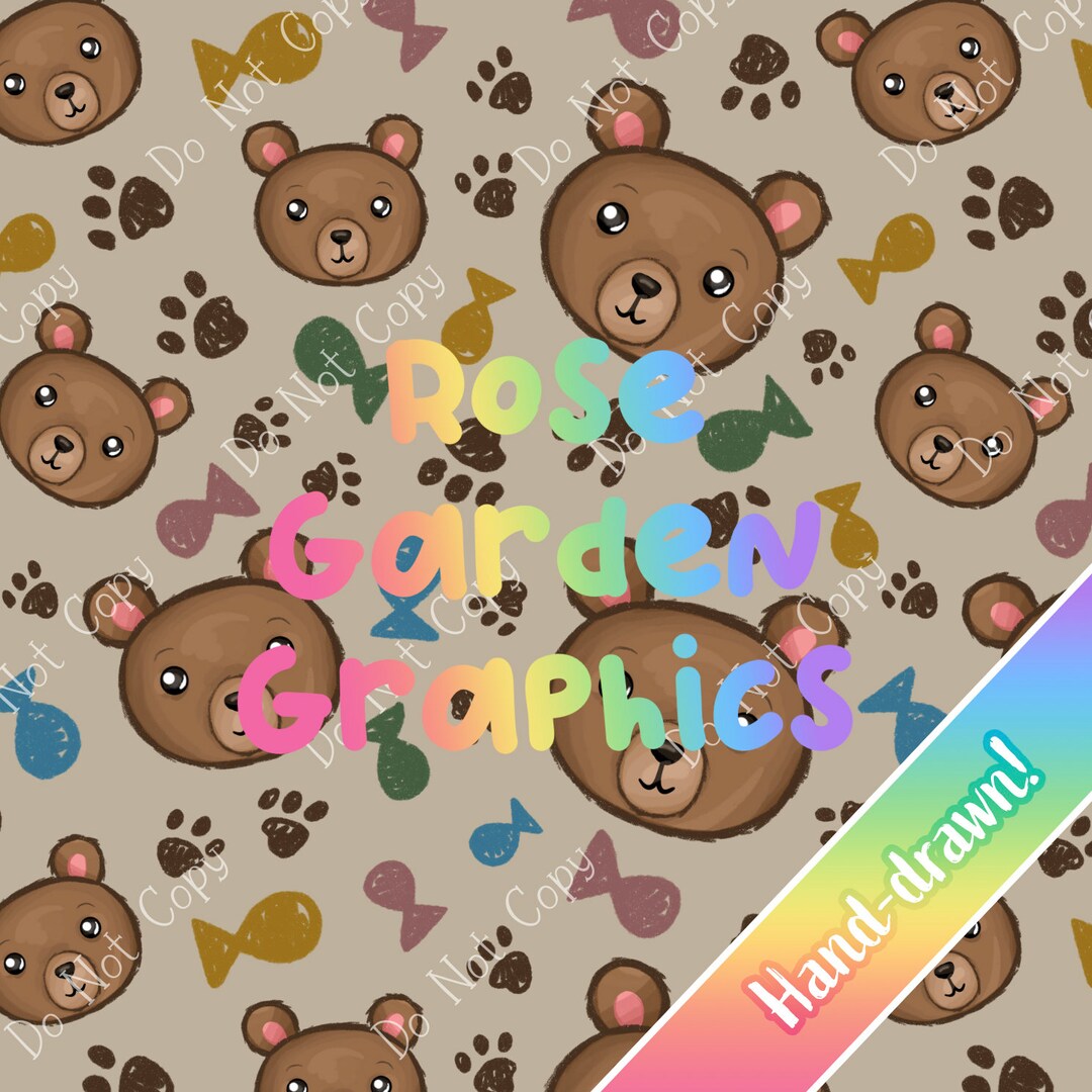 Boho Bear Seamless Image Pattern Paper, Digital Papers, Custom Fabric ...
