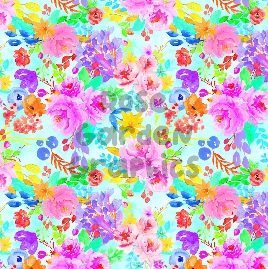 Neon Garden Seamless Image, Seamless Pattern Paper, Digital Papers ...