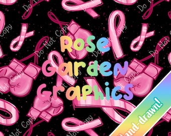 Breast Cancer Awareness Seamless Image Pattern Paper Digital Papers Custom Fabric Printing File Clipart Design handdrawn girl fight ribbons