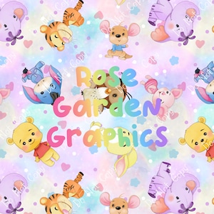 Baby Bär Nahtlose Bild, Musterpapier, Digital Papiere, benutzerdefinierte Stoffdruckdatei, Clipart Design Sterne Herzen rosa Pastell
