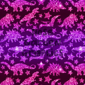 Glitter Dinos (Pink and Purple) Seamless Image Pattern Paper, Digital Papers, Custom Fabric Printing File, Clipart Design, cartoon, Sparkle
