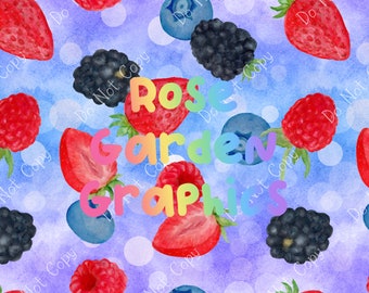 Mixed Berries Seamless Image, Seamless Pattern Paper, Digital Papers, Custom Fabric Printing File, Clipart Design fruit strawberry blueberry