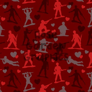 Army Toys Valentine's Day Seamless Image Pattern Paper, Digital Papers, Custom Fabric Printing File, Clipart Design boy soldiers soldier