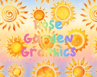 Sunset Suns Seamless Image, Seamless Pattern Paper, Digital Papers, Custom Fabric Printing File, Clipart Design