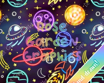 Outer Space Glow Seamless Image, Seamless Pattern Paper, Digital Papers, Custom Fabric Printing File, Clipart Design, boy gender neutral
