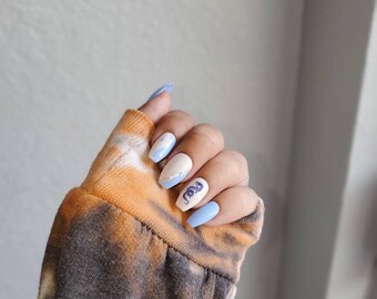 Baby Blue Nails Etsy