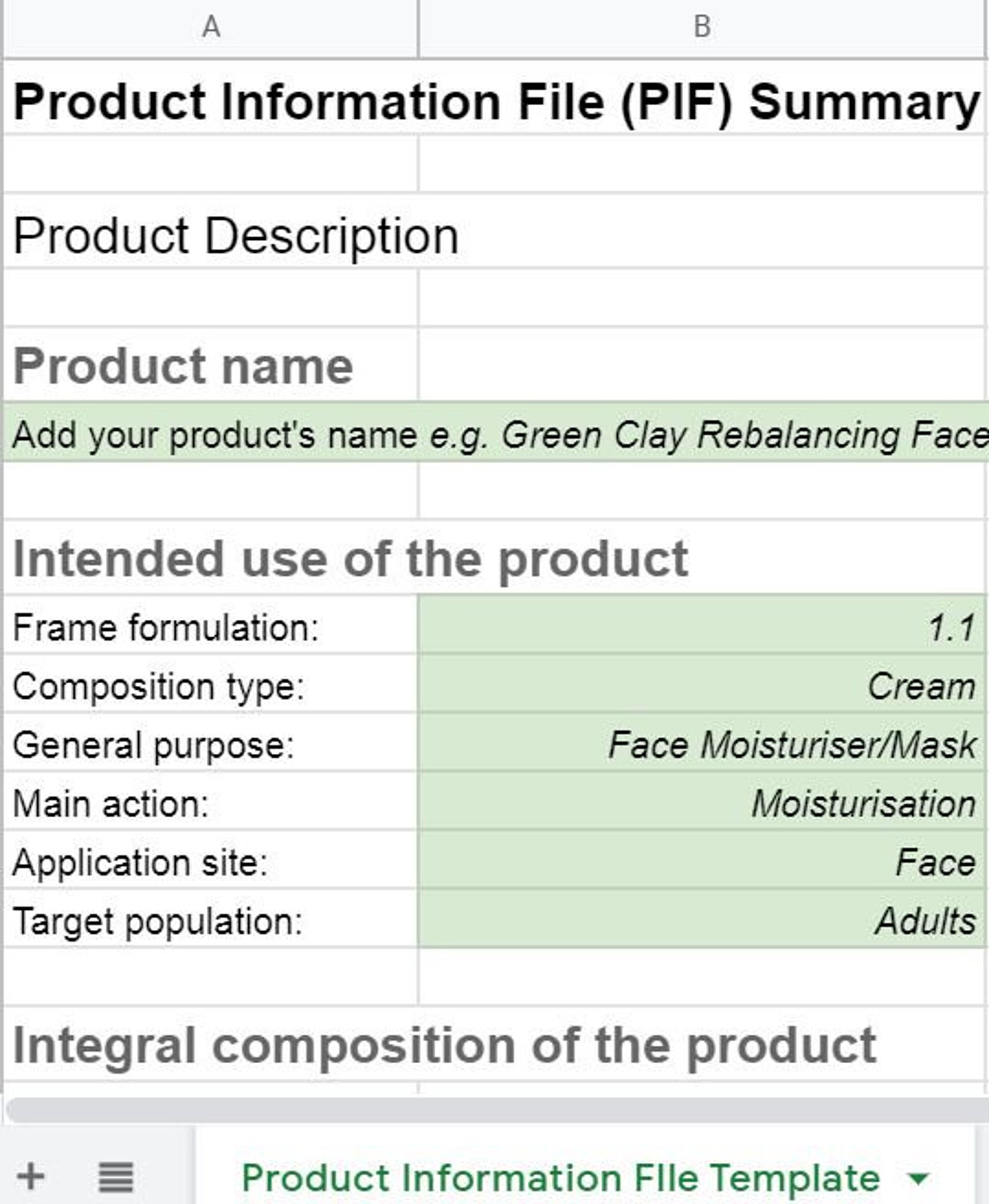 Cosmetic Business Spreadsheet Product Information File PIF Etsy